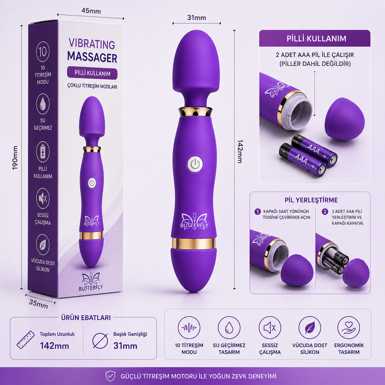 Vibratör 12 Mod Titreşimli Klitoris Vajina Anal Kullanım 14 CM - Görsel 2