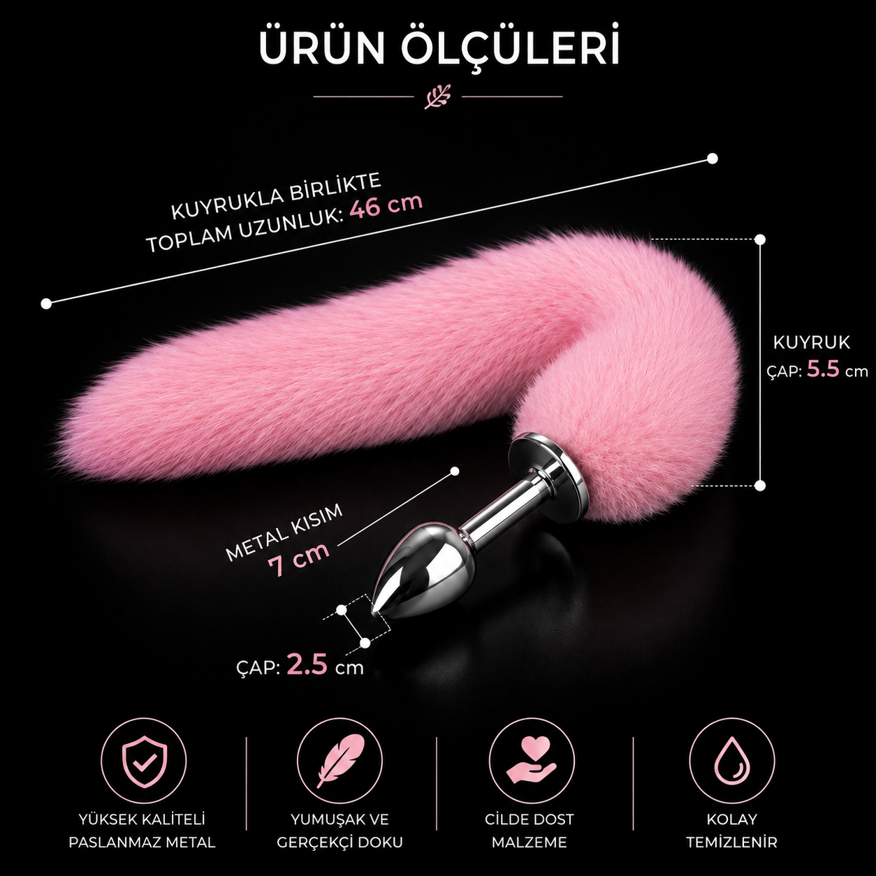 Anal Tıkaç Tilki Kuyruk Pembe – Kürklü Yetişkin Ürün - Görsel 2