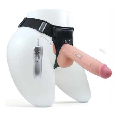 Dildo 22.5 CM Belden Bağlamalı Kemerli Mod Titreşimli Vaktuzlu Testisli Et Dokulu Penis