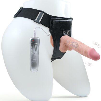 Bel Kemerli 19 CM Titreşimvi Vatuzlu Testisli Et Dokulu Realistik Dildo Penis