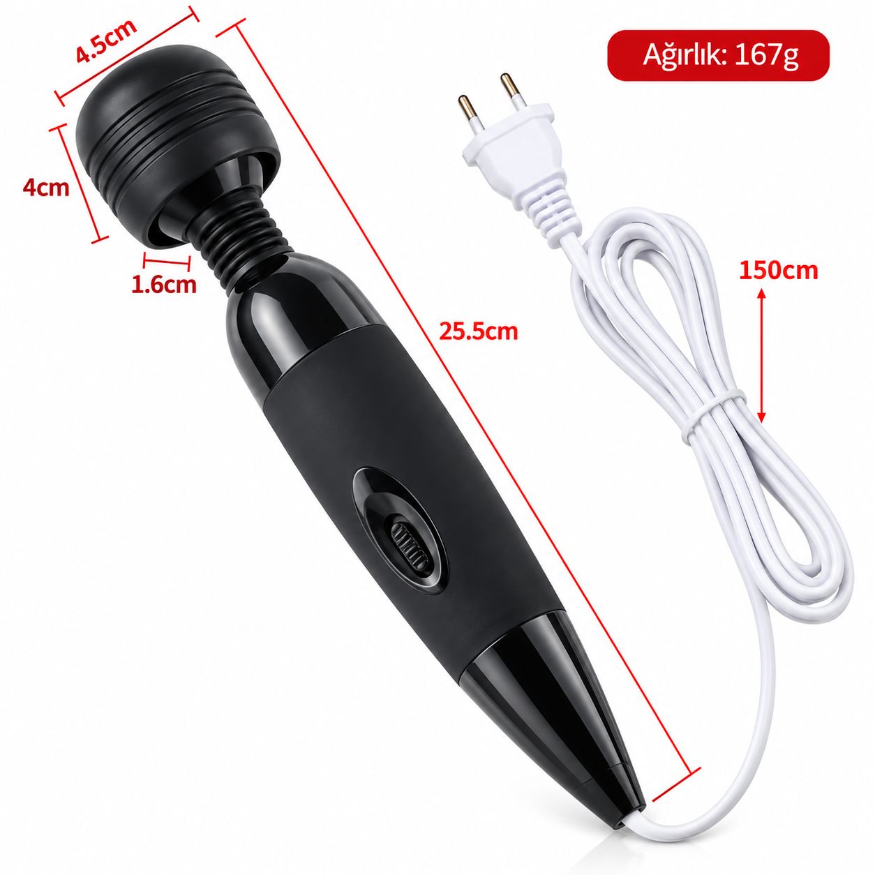 Fairy Wand Güçlü Titreşimli Masaj Vibratörü – 25 cm, Ayarlanabilir Titreşim, Yumuşak Hareketli Başlık - Görsel 2